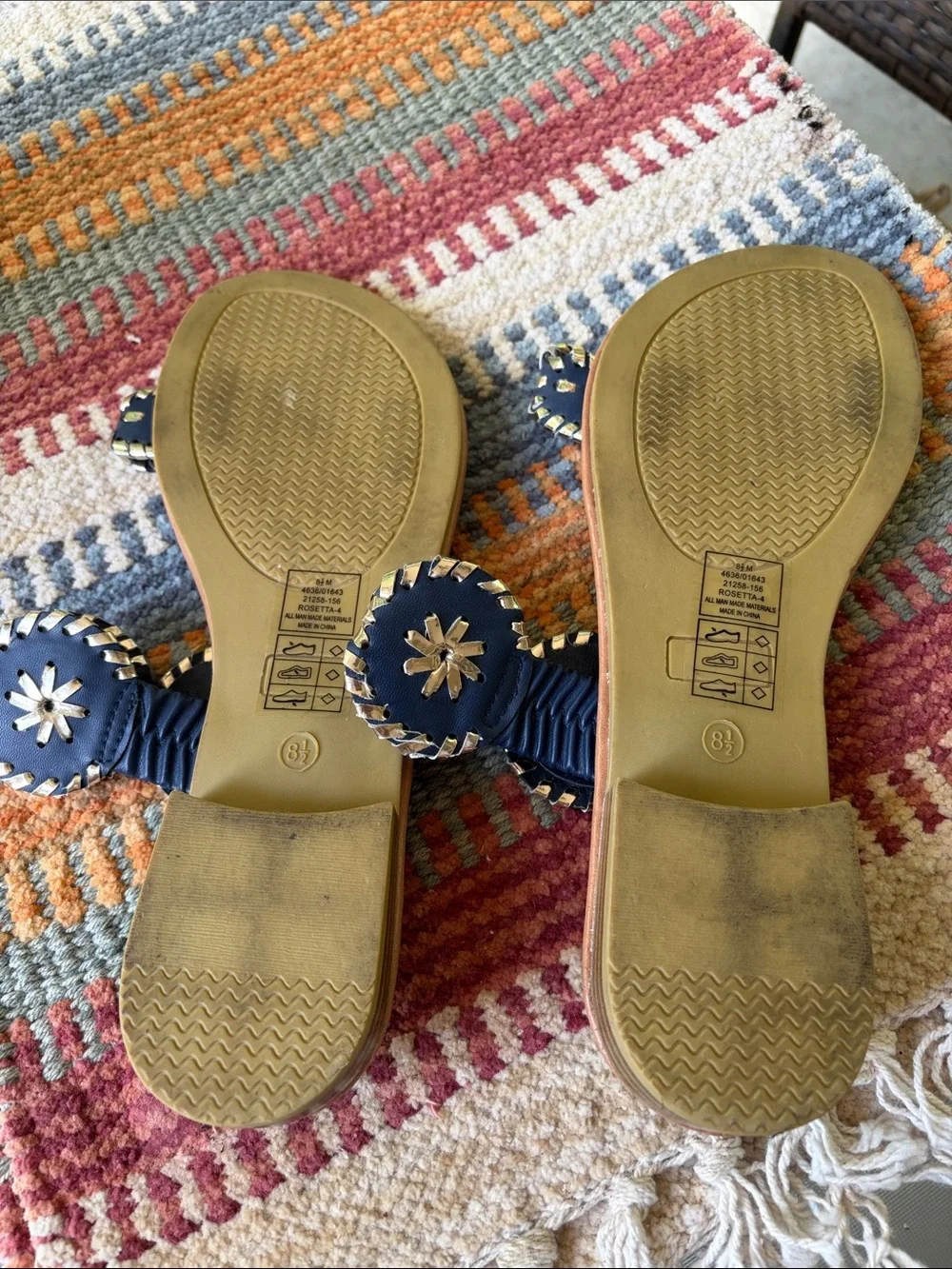 Pierre Dumas Blue and Tan Braided Medallion Sandals - Picture 4 of 4